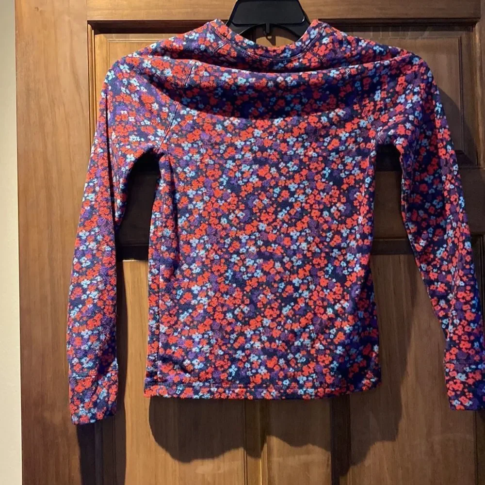 The North Face Kids Floral Long Sleeve Top - Red, Blue, Purple